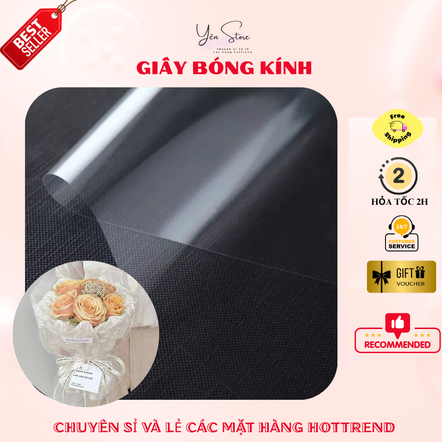 Xấp 10-20 Tờ Bóng Kính Trong Suốt Kích Thước 52x52 Dùng Gói Hoa, Trái Cây, Quà Tặng, Làm Đồ Handmade